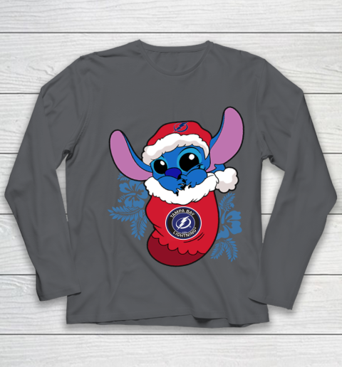 Tampa Bay Lightning Christmas Stitch In The Sock Funny Disney NHL Youth Long Sleeve 8