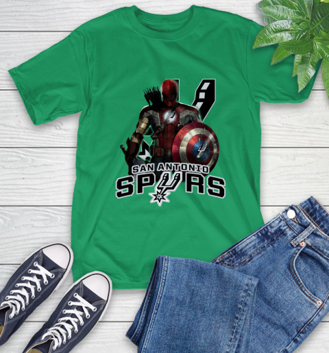 San Antonio Spurs NBA Basketball Captain America Thor Spider Man Hawkeye Avengers T-Shirt 7