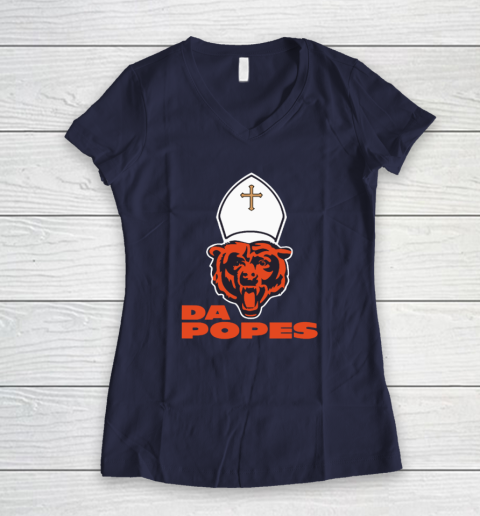 Chicago Bears Da Popes Women's V-Neck T-Shirt 7