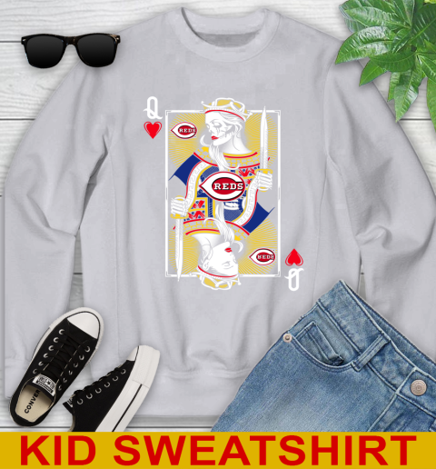 MLB Baseball Cincinnati Reds The Queen Of Hearts Card Shirt Youth Sweatshirt 3