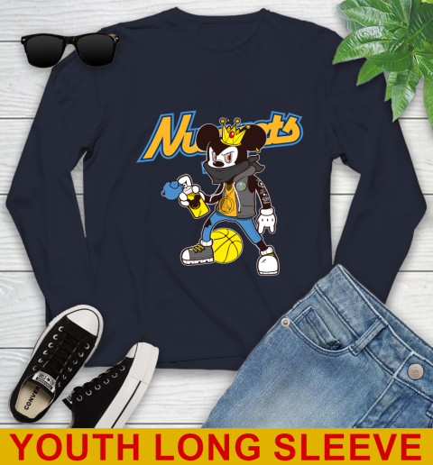 Denver Nuggets NBA Basketball Mickey Peace Sign Sports Youth Long Sleeve 3