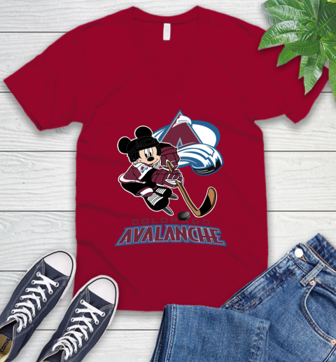 NHL Colorado Avalanche Mickey Mouse Disney Hockey T Shirt V-Neck T-Shirt 18
