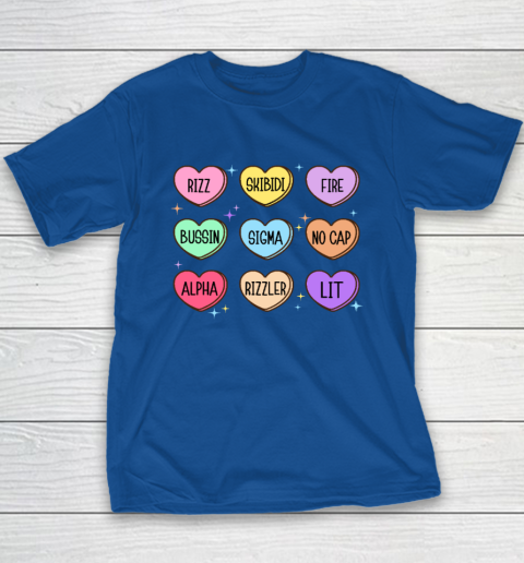 Skibidi Valentine's Day Candy Heart Funny Valentine Rizz Youth T-Shirt 6