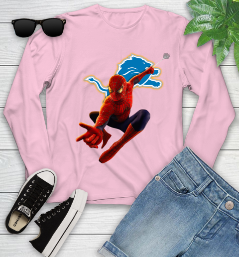 NFL Spider Man Avengers Endgame Football Detroit Lions Youth Long Sleeve 10