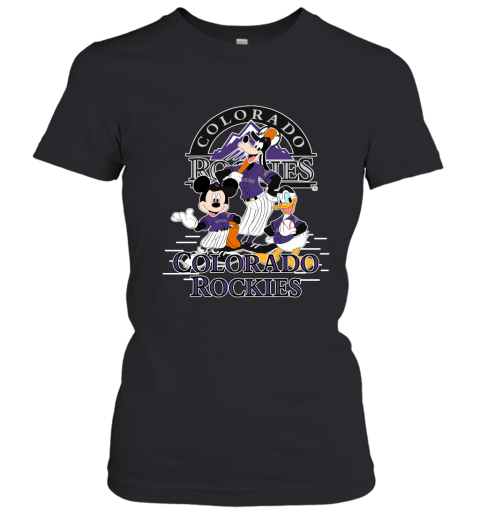 Colorado Rockies Mickey Donald And Goofy Baseball Women's T-Shirt