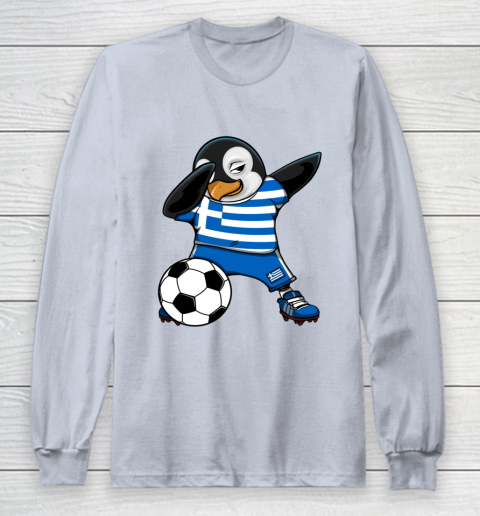 Dabbing Penguin Greece Soccer Fans Jersey Football Lovers Long Sleeve T-Shirt 4
