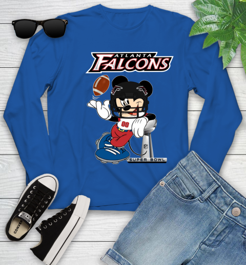 NFL Atlanta Falcons Mickey Mouse Disney Super Bowl Football T Shirt Youth Long Sleeve 9