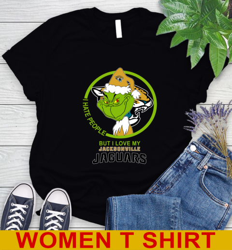 Jacksonville Jaguars NFL Christmas Grinch I Hate People But I Love My Favorite Football Team Women's T-Shirt 2