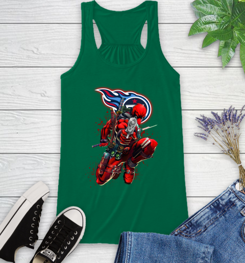 NFL Deadpool Marvel Comics Sports Football Tennessee Titans Racerback Tank 7