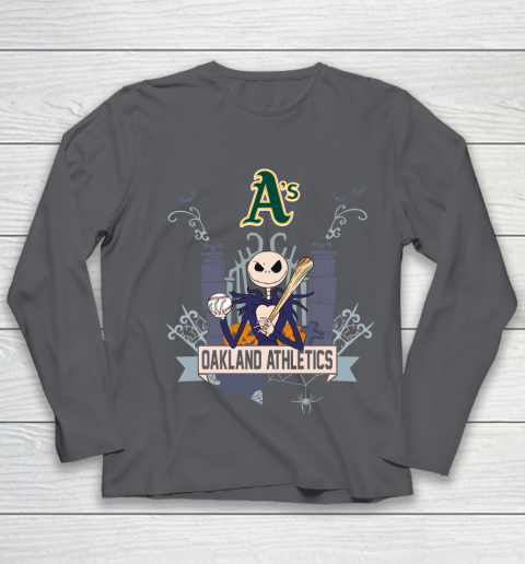MLB Oakland Athletics Baseball Jack Skellington Halloween Youth Long Sleeve 6