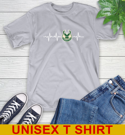 Milwaukee Bucks NBA Basketball Heart Beat Shirt T-Shirt - Image 6