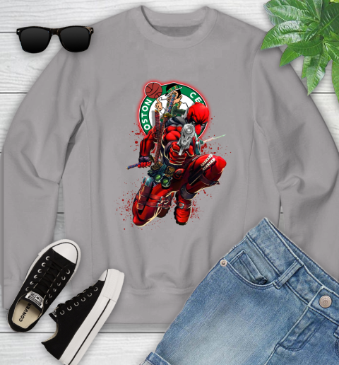 NBA Deadpool Marvel Comics Sports Basketball Boston Celtics Youth Sweatshirt 4