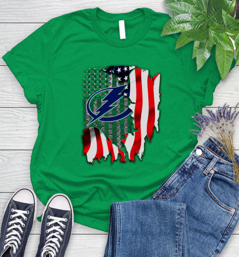 Tampa Bay Lightning NHL Hockey American Flag Women's T-Shirt 9