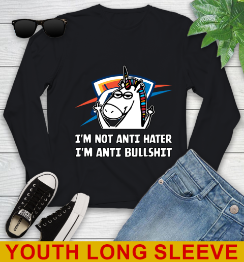 Oklahoma City Thunder NBA Basketball Unicorn I'm Not Anti Hater I'm Anti Bullshit Youth Long Sleeve 2