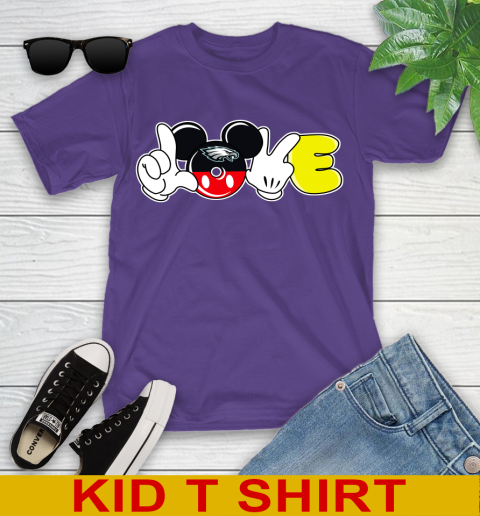 Philadelphia Eagles NFL Football Love Mickey Disney Sports Youth T-Shirt - Image 5