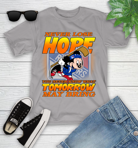 New York Rangers NHL Hockey ootball Mickey Disney Never Lose Hope Youth T-Shirt 4
