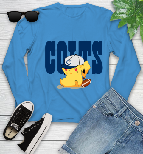 NFL Pikachu Football Sports Indianapolis Colts Youth Long Sleeve 7