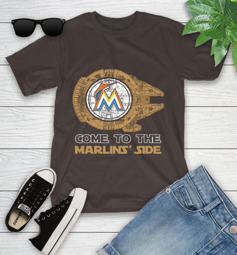 MLB Come To The Miami Marlins Side Star Wars Baseball Sports Youth T-Shirt 7