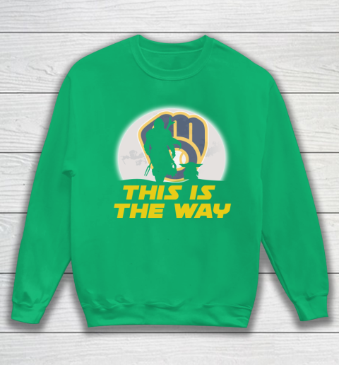 Milwaukee Brewers MLB Baseball Star Wars Yoda And Mandalorian This Is The Way Sweatshirt 5