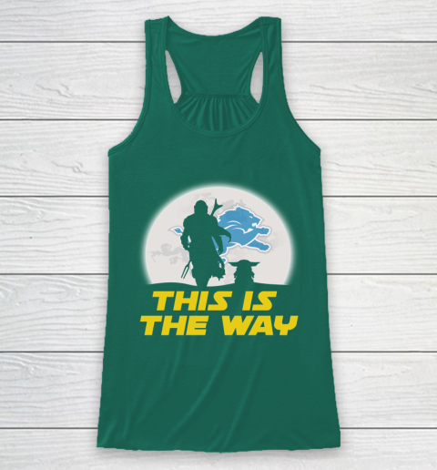 Detroit Lions NFL Football Star Wars Yoda And Mandalorian This Is The Way Racerback Tank 5
