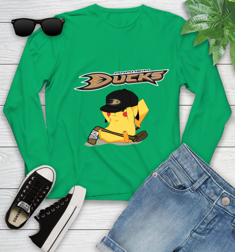 NHL Pikachu Hockey Sports Anaheim Ducks Youth Long Sleeve 6