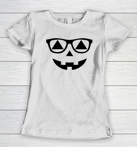 Halloween Pumpkin Sunglasses Jack O' Lantern Face Funny Women's T-Shirt