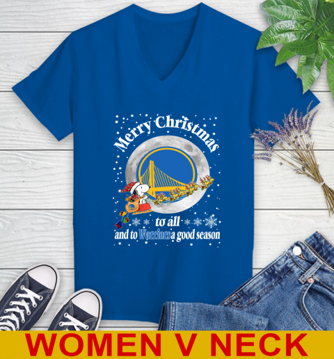 Golden State Warriors Merry Christmas To All And To Warriors A Good Season NBA Basketball Sports Women's V-Neck T-Shirt 9