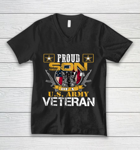 Veteran Shirt Vintage Proud Son Of A U S Army Veteran V-Neck T-Shirt