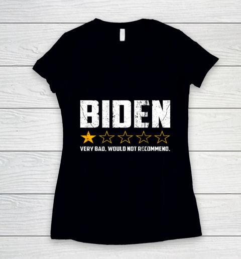 Biden 1 Star President America Very Bad Would Not Recommend Women's V-Neck T-Shirt