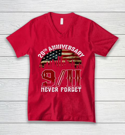 Never Forget 9 11 20th Anniversary Patriot Day 2021 V-Neck T-Shirt 6