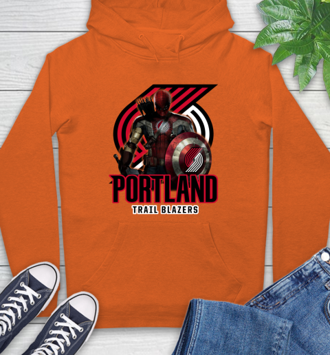 Portland Trail Blazers NBA Basketball Captain America Thor Spider Man Hawkeye Avengers Hoodie 5