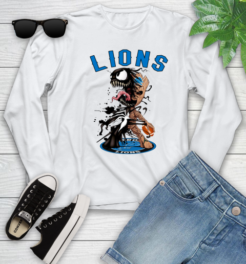 NFL Detroit Lions Football Venom Groot Guardians Of The Galaxy Youth Long Sleeve