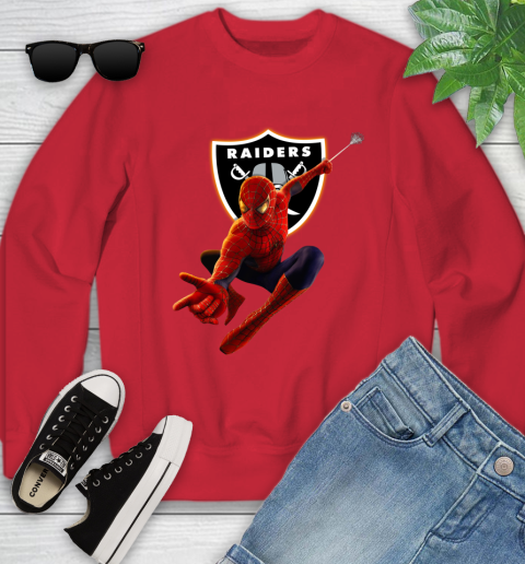 NFL Spider Man Avengers Endgame Football Oakland Raiders Youth Sweatshirt 9
