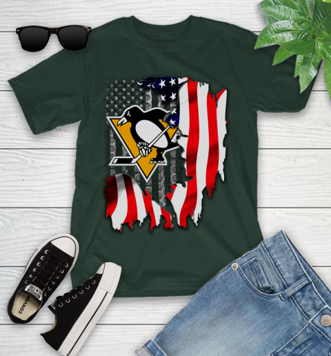 Pittsburgh Penguins NHL Hockey American Flag Youth T-Shirt 5