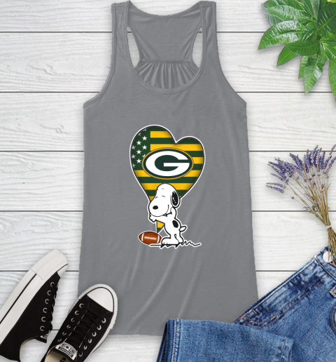 Green Bay Packers NFL Football The Peanuts Movie Adorable Snoopy Racerback Tank 5