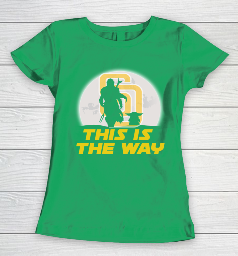 San Diego Padres MLB Baseball Star Wars Yoda And Mandalorian This Is The Way Women's T-Shirt 5