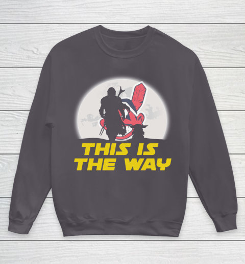 Cleveland Indians MLB Baseball Star Wars Yoda And Mandalorian This Is The Way Youth Sweatshirt 5