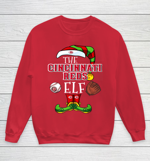 Cincinnati Reds Christmas ELF Funny MLB Youth Sweatshirt 7