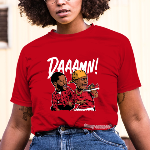 Air Jordan 1 CNY Matching Sneaker Shirt Damn Meme Red And Black Sneaker Red Shirt