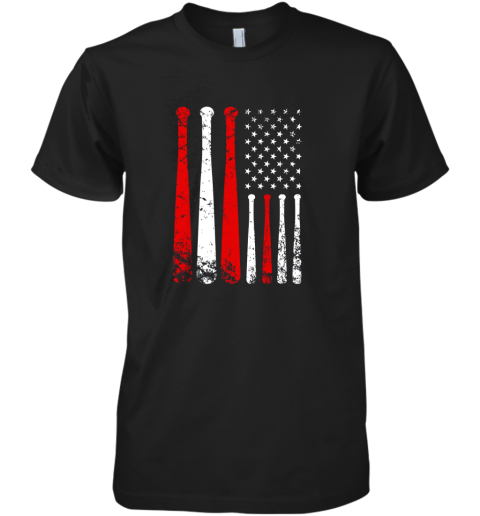 Baseball Inspired American Flag Distressed Premium Men's T-Shirt