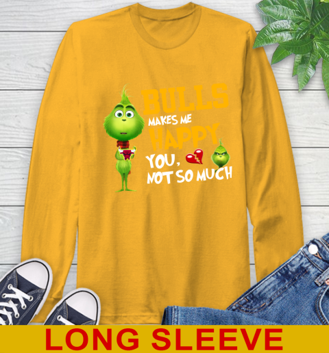 NBA Chicago Bulls Makes Me Happy You Not So Much Grinch Basketball Sports Long Sleeve T-Shirt 2