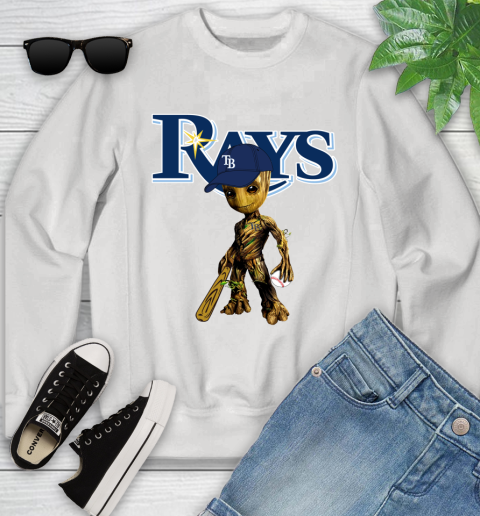 MLB Tampa Bay Rays Groot Guardians Of The Galaxy Baseball Youth Sweatshirt