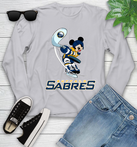 NHL Hockey Buffalo Sabres Cheerful Mickey Mouse Shirt Youth Long Sleeve 5