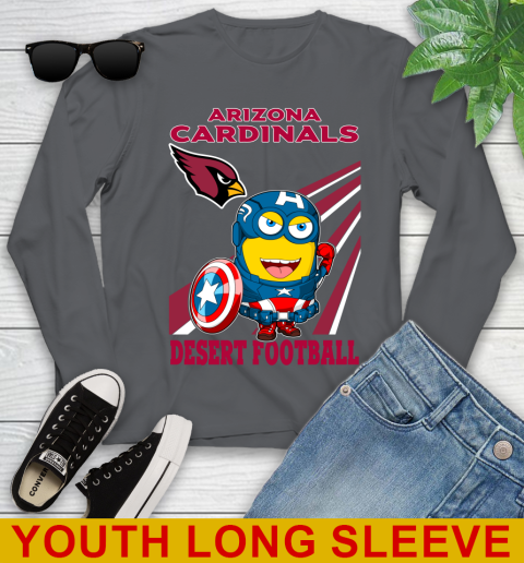 NFL Football Arizona Cardinals Captain America Marvel Avengers Minion Shirt Youth Long Sleeve 9