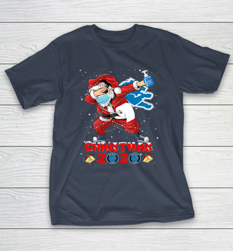 Detroit Lions Funny Santa Claus Dabbing Christmas 2020 NFL T-Shirt 3