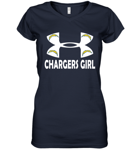 NFL Los Angeles Chargers Girl Under Armour Football Sports qpJA3EE9ZtU women v neck t shirt 39 95 151514 front navy