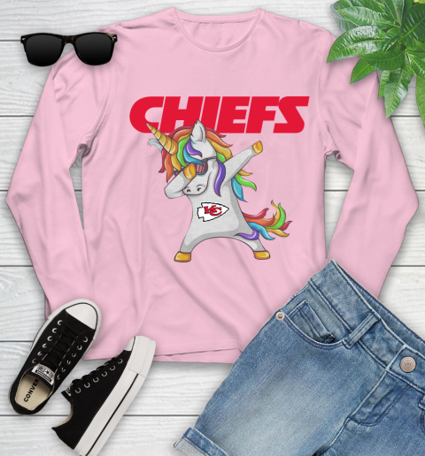 Kansas City Chiefs NFL Football Funny Unicorn Dabbing Sports Youth Long Sleeve 10