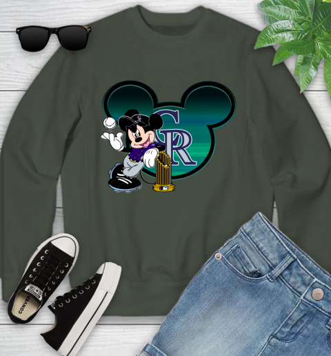 MLB Colorado Rockies The Commissioner's Trophy Mickey Mouse Disney Youth Sweatshirt 10