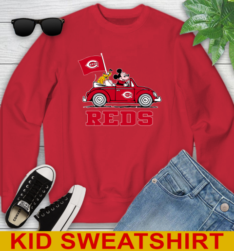 MLB Baseball Cincinnati Reds Pluto Mickey Driving Disney Shirt Youth Sweatshirt 9 MLB Baseball Cincinnati Reds Pluto Mickey Driving Disney Shirt Youth Sweatshirt - Image 9