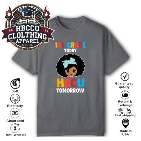 wvzo 1st grade today hbcu tomorrow classic t shirt 2 front charcoal HBCU Clothing Apparel
